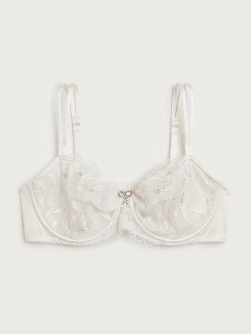 New! Victoria’s Secret White Floral Lace Underwire Push Up Bra 38DD 34943